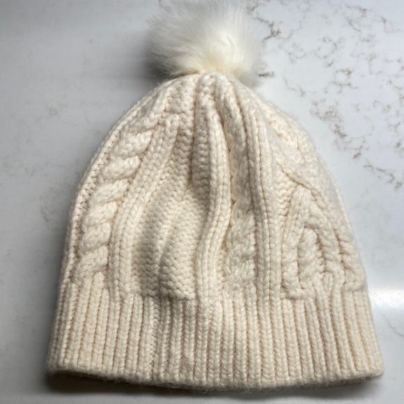 Accessories - Cream Cable Knit Beanie Hat | Faux Fur Pom | One Size